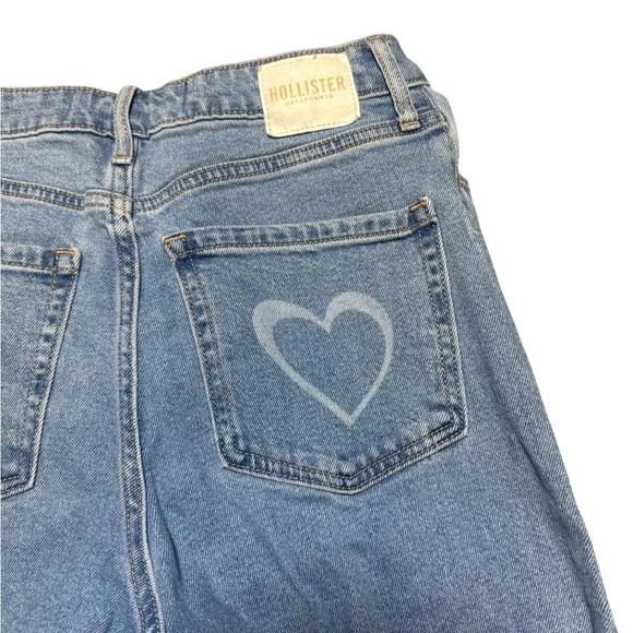 Hollister Ultra High Rise Dad Jeans Women’s 6/7 Blue Heart Print 28x29 - Picture 4 of 8